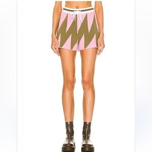 SER.O.YA Pink and Green Athletic Shorts with Bold Design